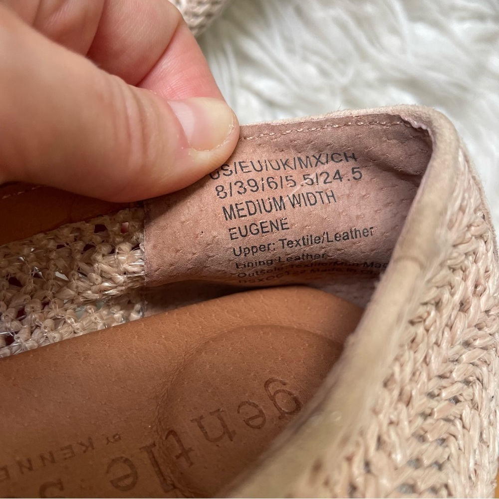 GENTLE SOULS Kenneth Cole Leather Woven Natural Beige Eugene Smoking Flats EUC 8 - Picture 11 of 12